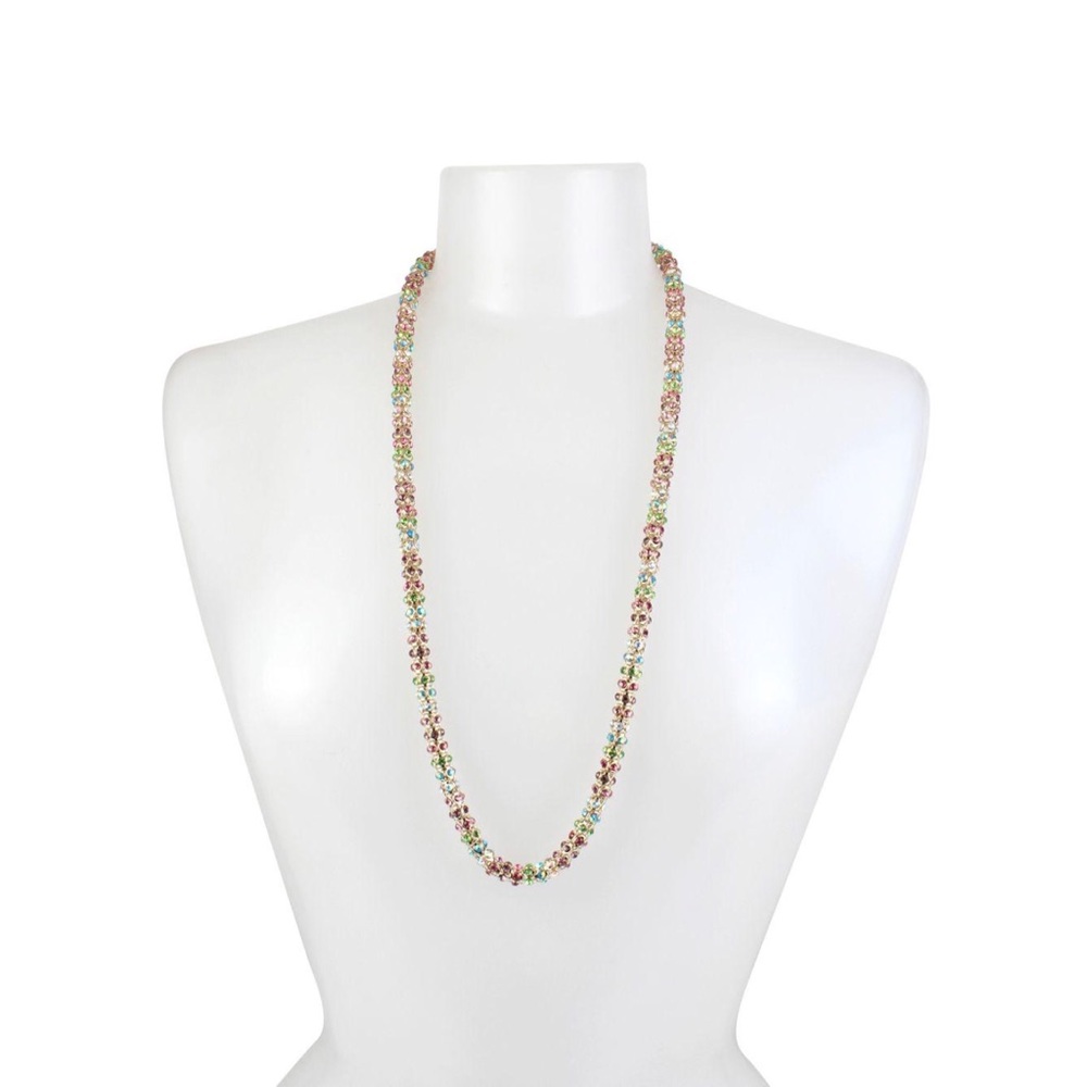 Betsey Johnson Mixed Stone Mesh Tube Long Necklace - Picture 3 of 7